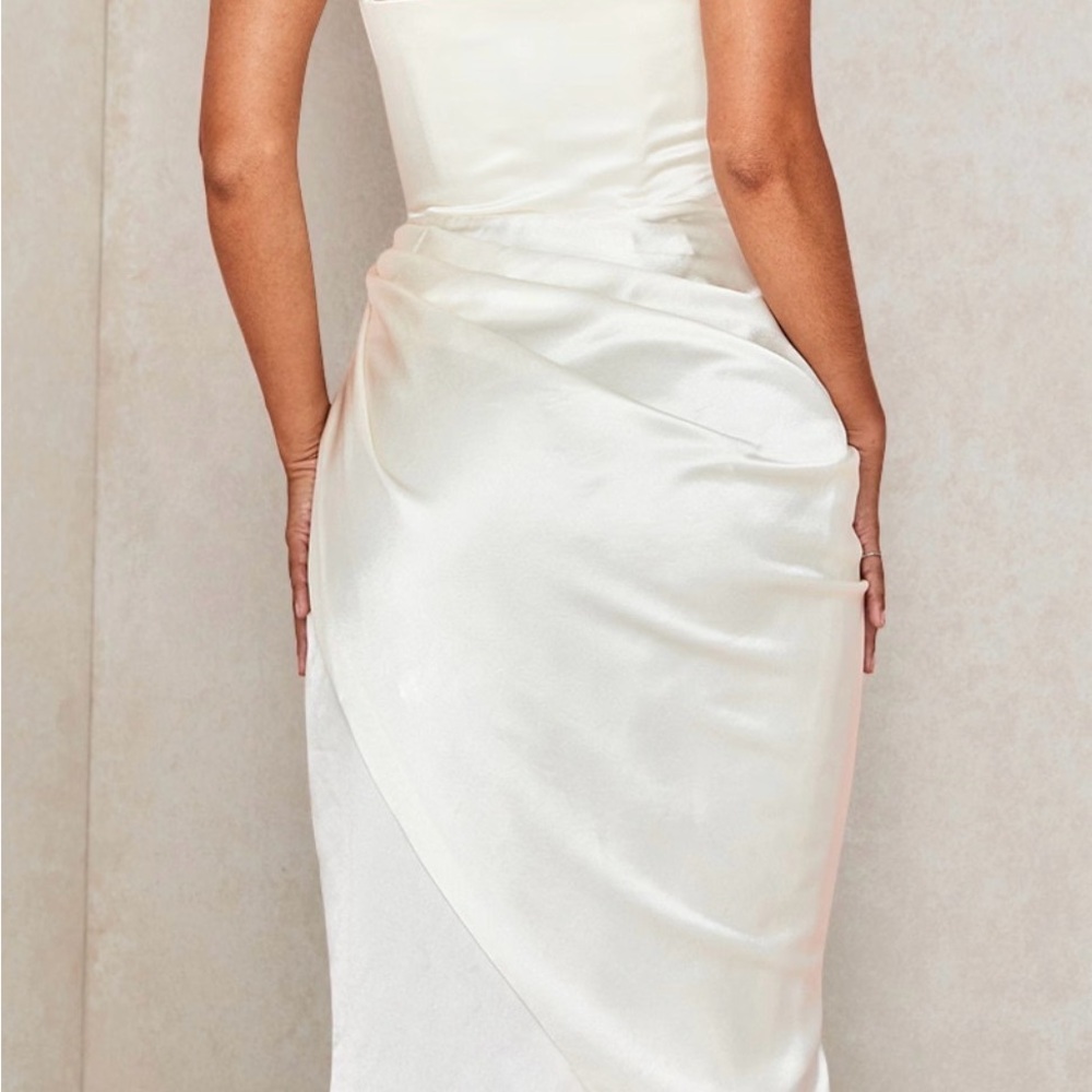 House of CB Ivory Satin High-Low Slip Dress - Picture 5 of 5
